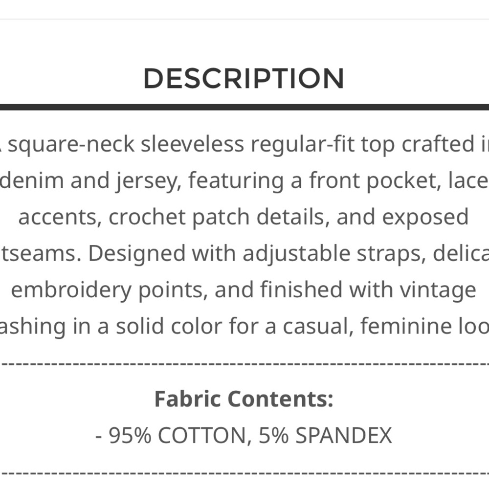 💕LAST ONE! POL Denim Blue Women's Crochet with Lace Accents - Picture 7 of 7